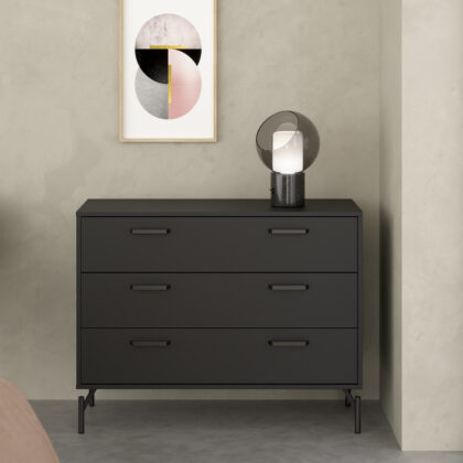 Dana συρταριέρα με 3 συρτάρια 98,7x39,8x76,6εκ. Μαύρο