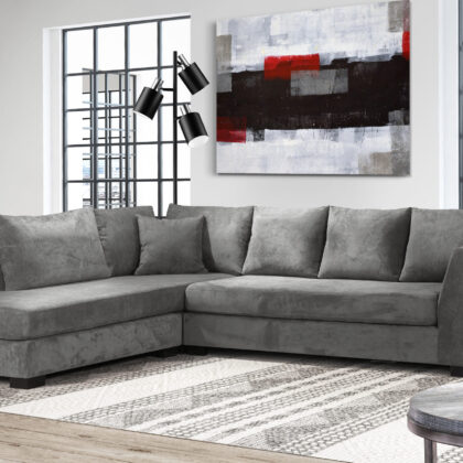 Diva Γωνιακός καναπές 277x214εκ. με αδιάβροχο ύφασμα Γκρι & αναστρέψιμη γωνία