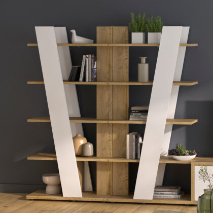 Epura βιβλιοθήκη διπλή 180x40x187εκ. Silva Oak / Λευκό