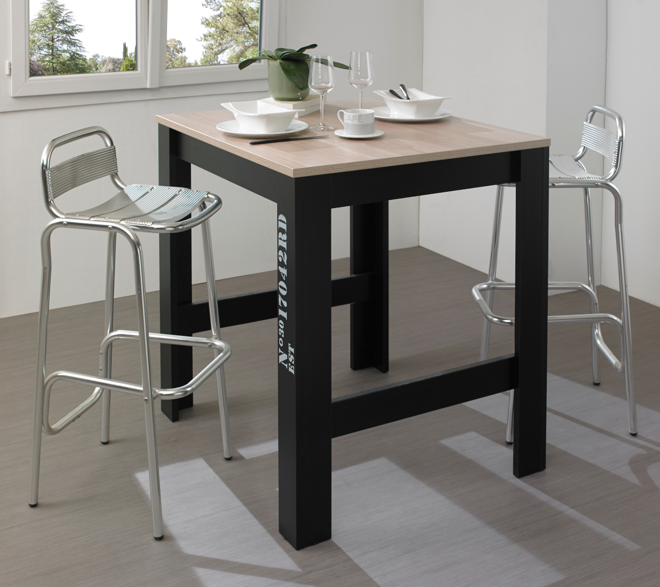 Exit Τραπέζι Ψηλό Επεκτεινόμενο 91(131)x80x95εκ. Ανοιχτό δρυς/Μαύρο