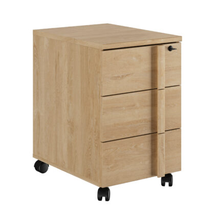Faro τροχήλατη συρταριέρα γραφείου με τρία συρτάρια 42x55x64εκ. Blond Oak / Μαύρο