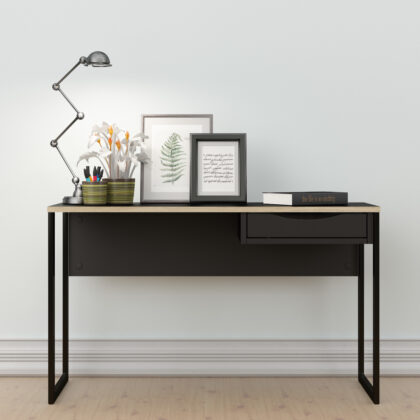 Function Plus γραφείο με 1 συρτάρι 110x48,4x76,8εκ. Μαύρο / Δρυς