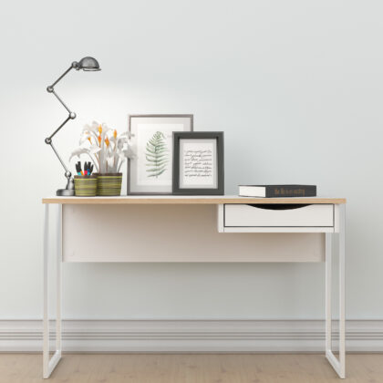 Function Plus γραφείο με 1 συρτάρι 110x48,4x76,8εκ. Λευκό / Δρυς