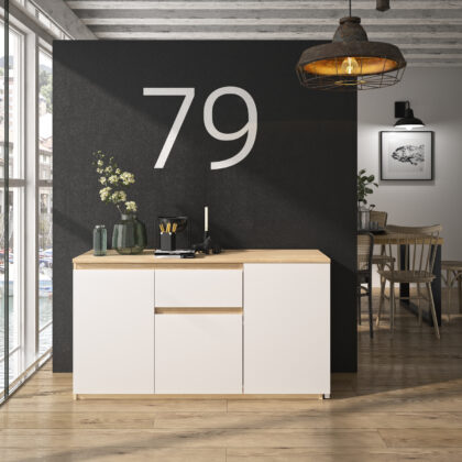 Gibril Μπουφές μετατρεπόμενος σε γωνιακό γραφείο 136/133x45/155x75εκ. Blond Oak/ Λευκό