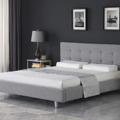 Carter ντυμένο διπλό κρεβάτι 174x217εκ. ( για στρώμα 160x200εκ. ) Γκρι ανοιχτό με ανατομικό πλαίσιο