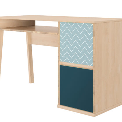 Larvik Γραφείο με δύο πόρτες 123x56x77εκ. Blond Oak / Μπλε