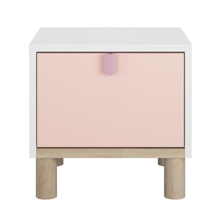 Lucia κομοδίνο 39x35x37εκ. Λευκό / Ροζ