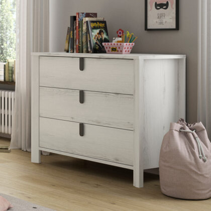 Lugano συρταριέρα με 3 συρτάρια 104x45x84εκ. Whitewashed Oak