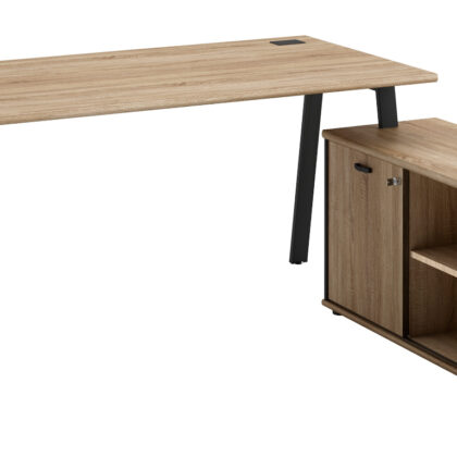 Mambo επαγγελματικό γραφείο γωνιακό με ντουλάπι δεξιά 160/144x160/173/186x74/55εκ. Sonoma Μαύρο