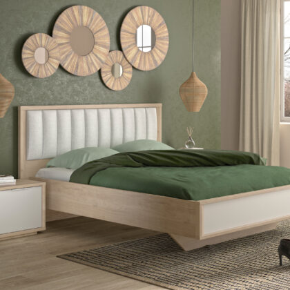 Manae κρεβάτι διπλό 187x104x206εκ. ( για στρώμα 160x200εκ. ) Natural Chestnut / Λευκό