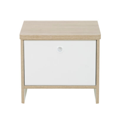 Matis κομοδίνο με μια πόρτα 42x36x37εκ. Natural Chestnut / Λευκό