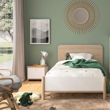 Matis κρεβάτι ημίδιπλο 135x208x80εκ. ( για στρώμα 120x200εκ. ) Natural Chestnut / Λευκό