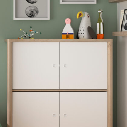 Matis ντουλάπι αποθήκευσης με 4 πόρτες 100x40x100εκ. Natural Chestnut / Λευκό