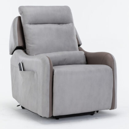 Mayfair πολυθρόνα relax Shiatsu massage lift με ηλεκτρική ανάκλιση 80x88x102εκ. Γκρι ανοιχτο/Γκρι σκούρο ύφασμα
