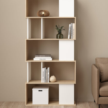 Maze βιβλιοθήκη 80x29,5x173,5εκ. Jackson Hickory / Λευκό