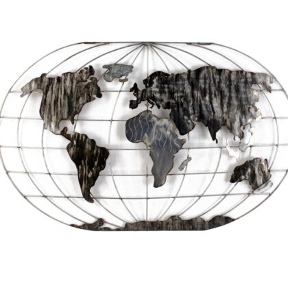 World Map Wall Decoration 120x75εκ. Metal