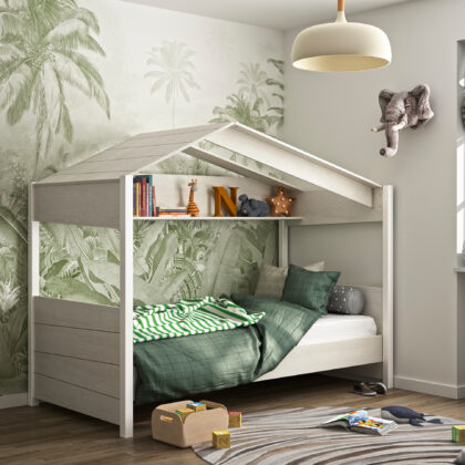 Nairobi Παιδικό Κρεβάτι "Καλύβα" 105x207εκ. (για στρώμα 90x200εκ. ) Whitewashed Chestnut