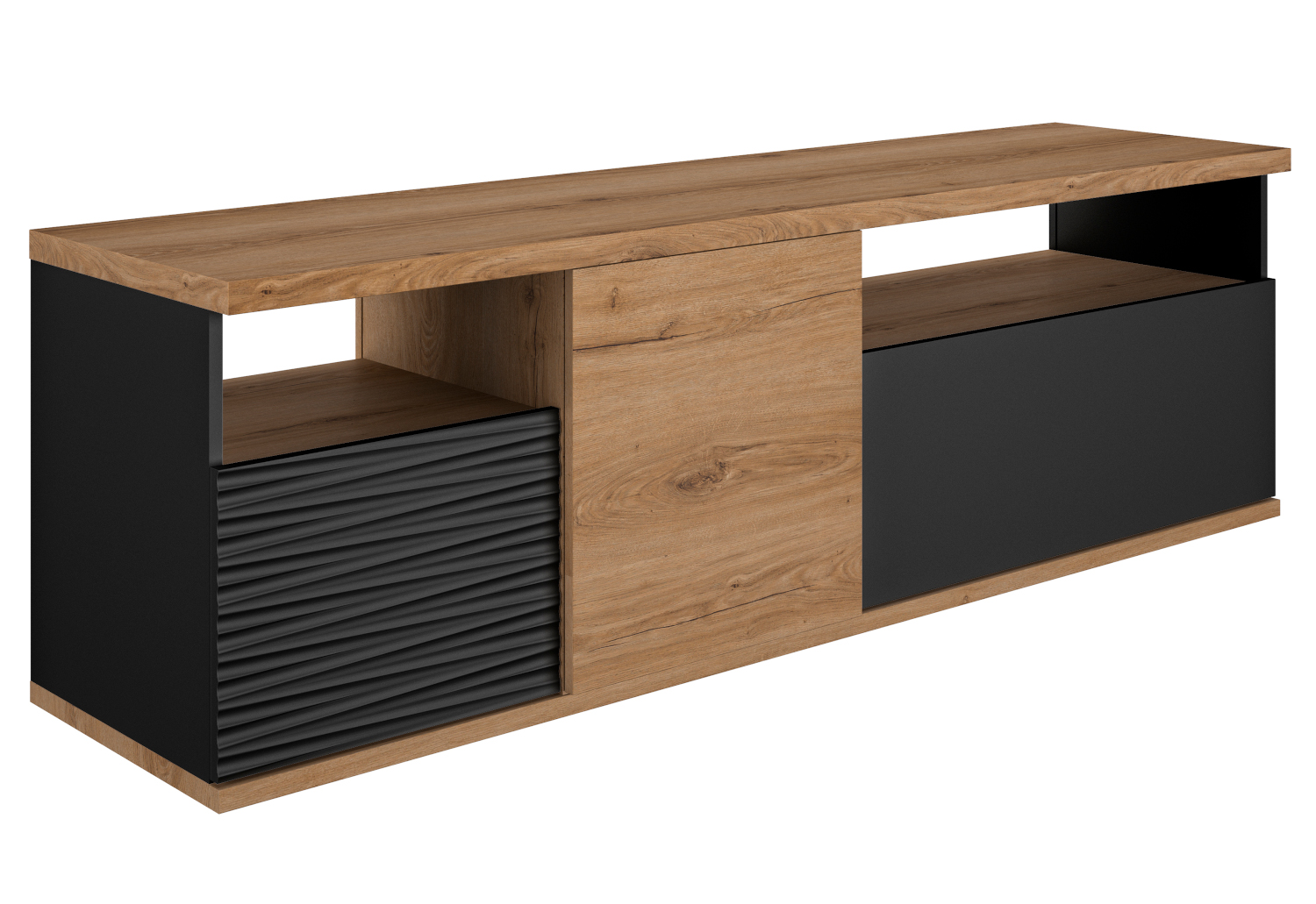 Otello έπιπλο τηλεόρασης 182x47x57εκ. Helvezia Oak / Μαύρο