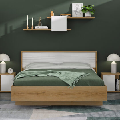 Otello κρεβάτι διπλό 180x93x204εκ. ( για στρώμα 160x200εκ.) Helvezia Oak / Λευκό