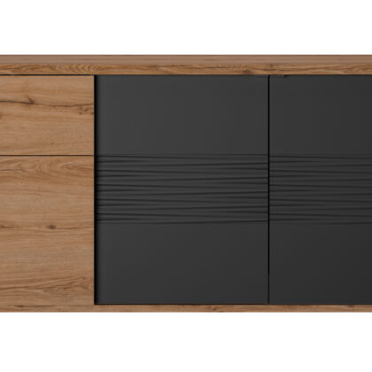 Otello μπουφές με 3 πόρτες και 1 συρτάρι 180x47x87εκ. Helvezia Oak / Μαύρο