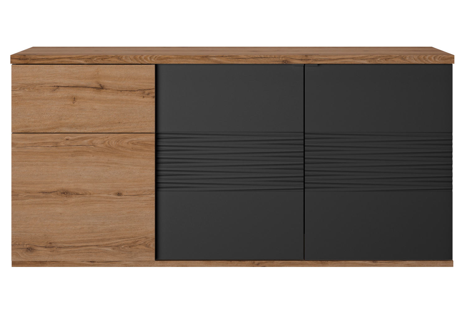 Otello μπουφές με 3 πόρτες και 1 συρτάρι 180x47x87εκ. Helvezia Oak / Μαύρο