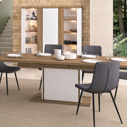 Otello τραπέζι τραπεζαρίας επεκτεινόμενο 160/205x90x77εκ. Helvezia Oak / Λευκό