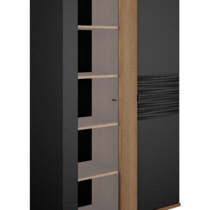 Otello βιτρίνα με δυο πόρτες 110x45x178εκ. Helvezia Oak / Μαύρο