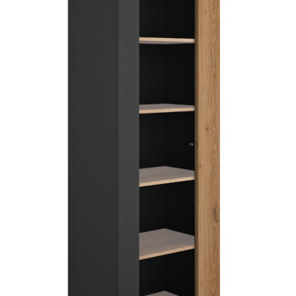 Otello βιτρίνα με μία πόρτα 64x45x178εκ. Helvezia Oak / Μαύρο