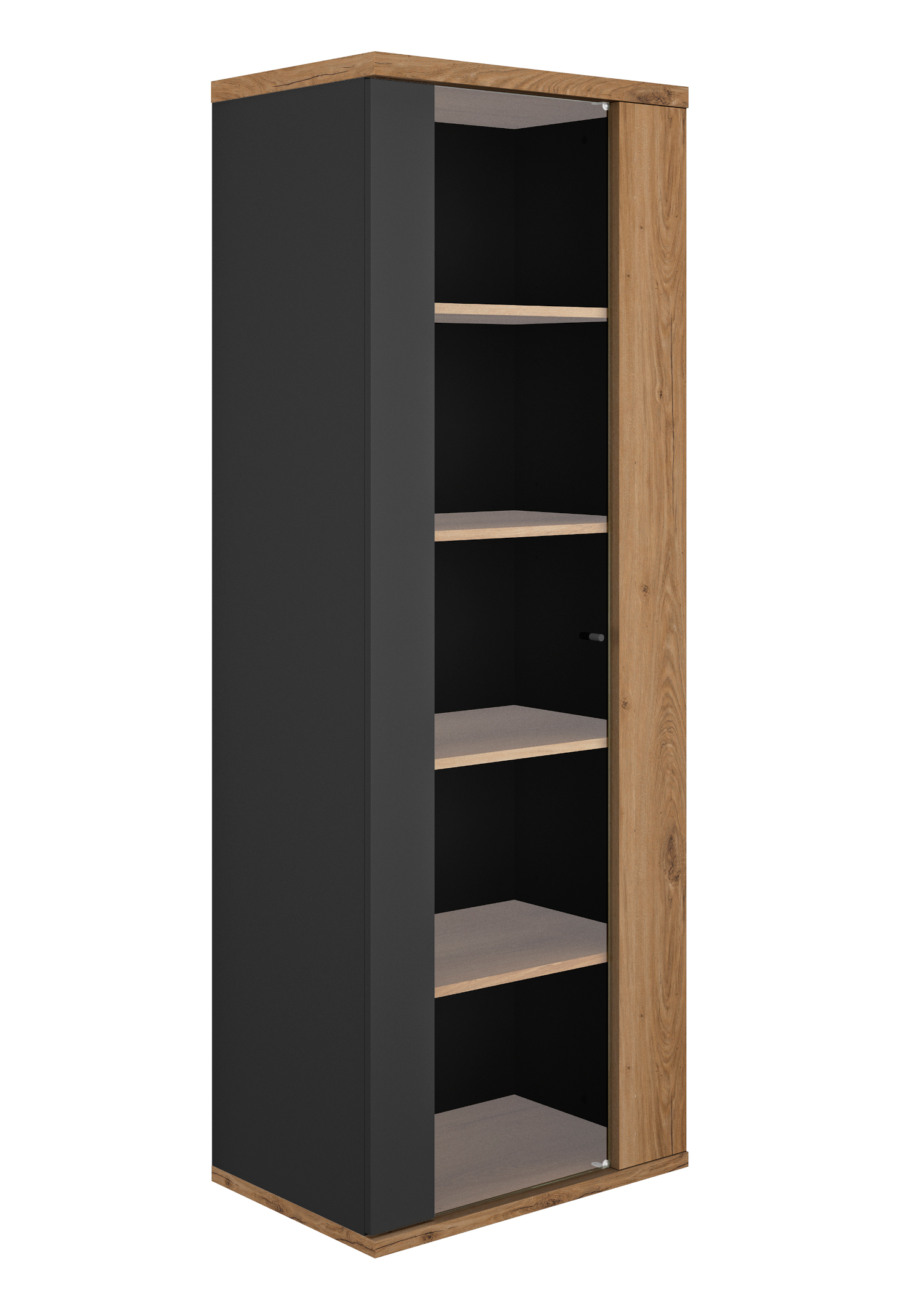 Otello βιτρίνα με μία πόρτα 64x45x178εκ. Helvezia Oak / Μαύρο