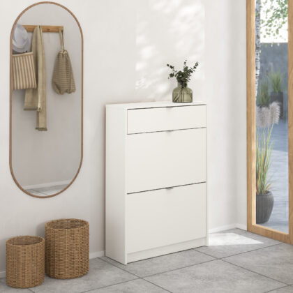 Shoes παπουτσοθήκη με 2 πτυσσόμενες πόρτες και 1 συρτάρι ( ΄έως 12 ζευγάρια παπούτσια ) 70,3x24x101εκ. Λευκό