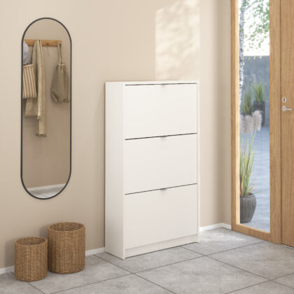 Shoes παπουτσοθήκη με 3 πτυσσόμενες πόρτες ( έως 18 ζευγάρια παπούτσια ) 70,3x24x123,6εκ. Λευκό