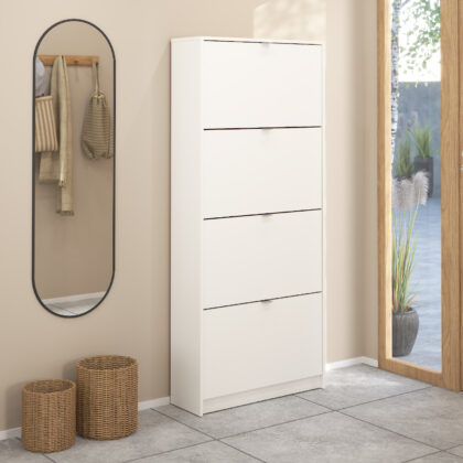 Shoes παπουτσοθήκη με 4 πτυσσόμενες πόρτες ( έως 24 ζευγάρια παπούτσια ) 70,3x24x162εκ. Λευκό