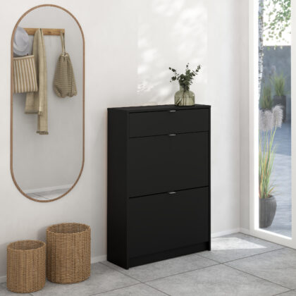 Shoes παπουτσοθήκη με 2 πτυσσόμενες πόρτες και 1 συρτάρι ( έως 12 ζευγάρια παπούτσια ) 70,3x24x101εκ. Μαύρο