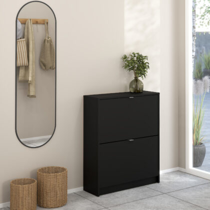 Shoes παπουτσοθήκη με 2 πτυσσόμενες πόρτες ( έως 12 ζευγάρια παπούτσια ) 70,3x24x85,2cm. Μαύρο