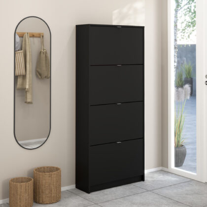 Shoes παπουτσοθήκη με 4 πτυσσόμενες πόρτες ( έως 24 ζευγάρια παπούτσια ) 70,3x24x162εκ. Μαύρο