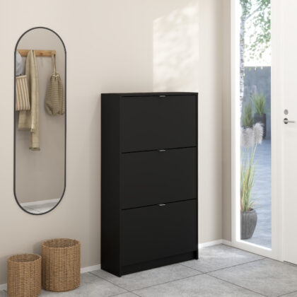 Shoes παπουτσοθήκη με 3 πτυσσόμενες πόρτες ( έως 18 ζευγάρια παπούτσια ) 70,3x24x123,6εκ. Μαύρο