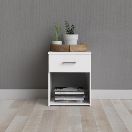 Space κομοδίνο με ένα συρτάρι 37,6x35,95x47,5εκ. Λευκό