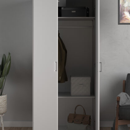 Space ντουλάπα με 2 πόρτες 77,6x49,5x175,4εκ. Λευκό