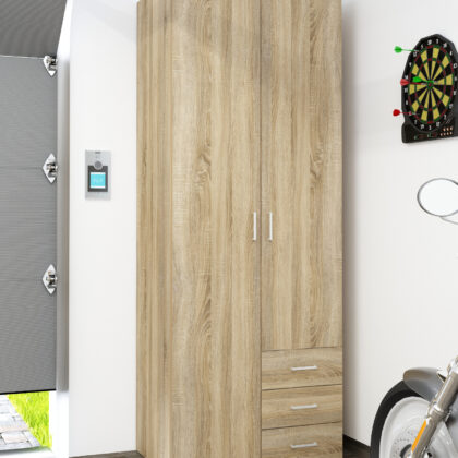 Space ντουλάπα με 2 πόρτες και 3 συρτάρια 77,6x49,5x200,4εκ. Δρυς