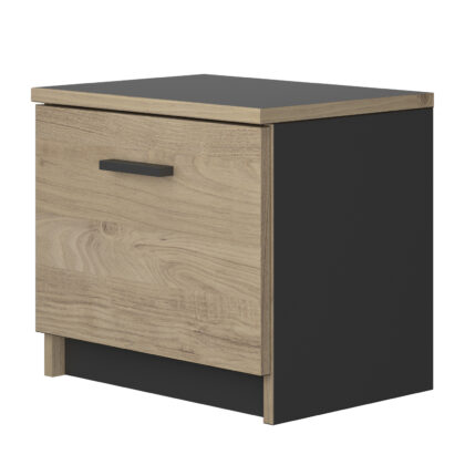 Tonight Κομοδίνο με 1 πόρτα 40x30x36εκ. Black/ Natural Chestnut