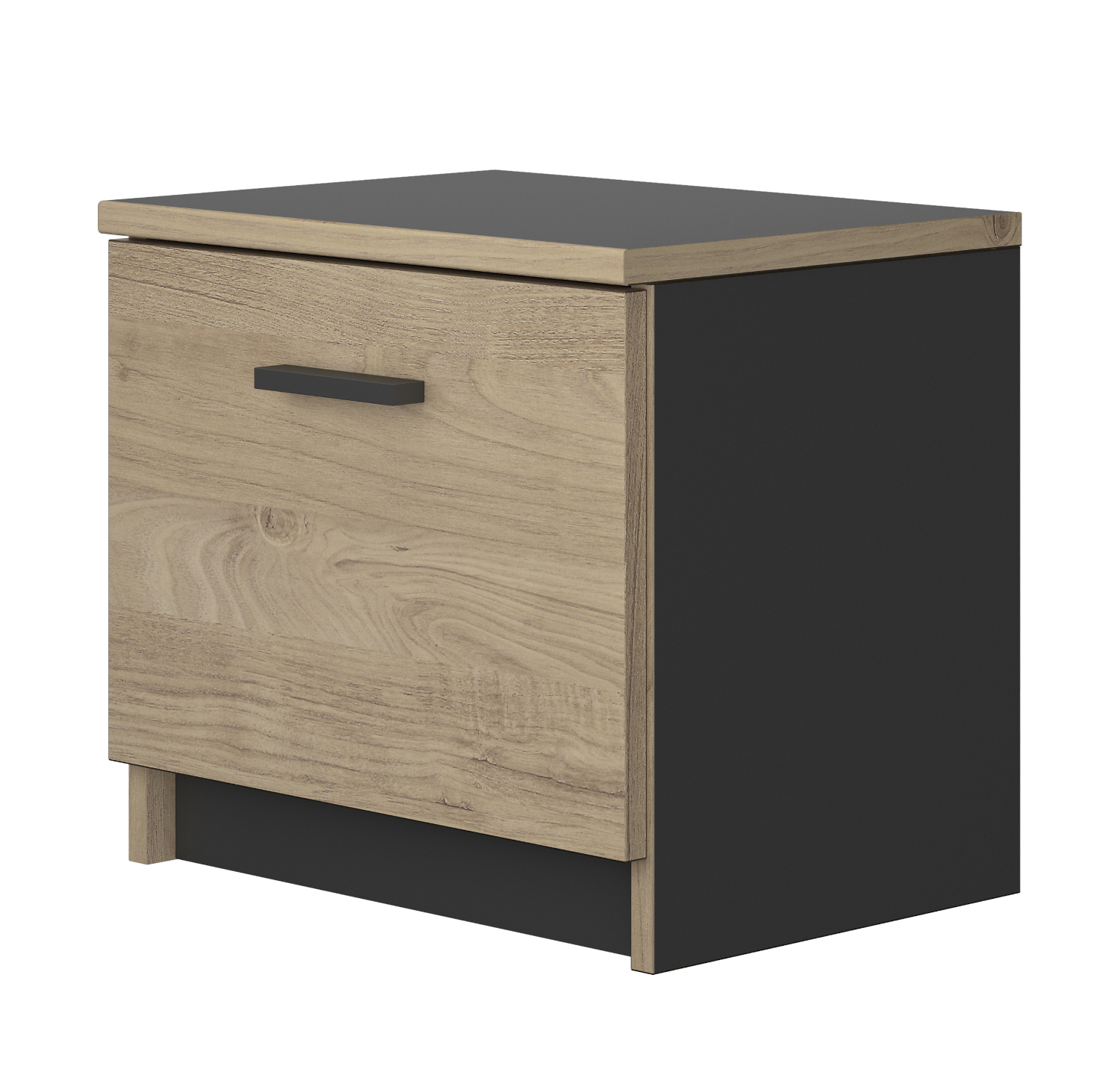 Tonight Κομοδίνο με 1 πόρτα 40x30x36εκ. Black/ Natural Chestnut