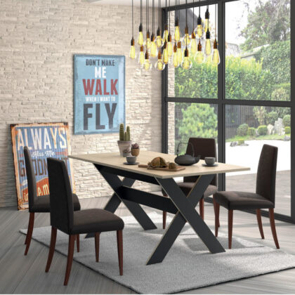 Medoc τραπέζι 160x90εκ. Natural Chestnut/Black