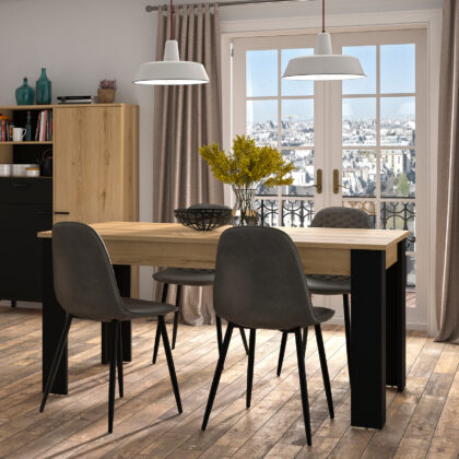 Trust Τραπέζι επεκτεινόμενο 160(200)x90εκ. Helvezia Oak / Black