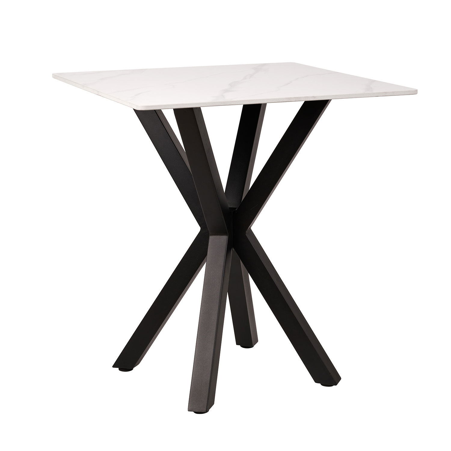 Τραπέζι Alberto λευκό μάρμαρο 70 x 70 x 76 Sintered stone, Μέταλλο Λευκό