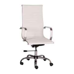 Καρέκλα Γραφείου Virginia Λευκό 55 x 63 x 111-119 Χρώμιο, Τεχνόδερμα PU Λευκό