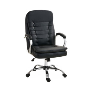 Kαρέκλα γραφείου Adelina μαυρο 65 x 62 x 105-115 Τεχνόδερμα(PU), Χρώμιο Μαύρο