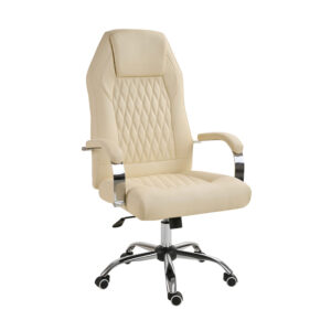 Kαρέκλα γραφείου Elda μπεζ 64 x 68 x 119-129 Τεχνόδερμα(PU), Χρώμιο Μπεζ