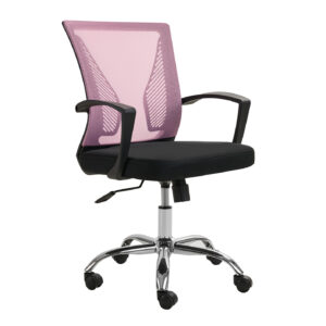 Kαρέκλα γραφείου Grace ροζ 57 x 58 x 93-102 Χρώμιο, Mesh Ροζ-Μαύρο