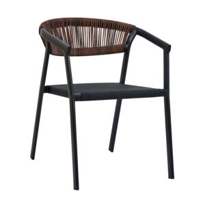 Πολυθρόνα Cactus-TX καφέ με μαύρο σκελετό 57 x 64.5 x 76 Αλουμίνιο, Συνθετικό σχοινί Καφέ