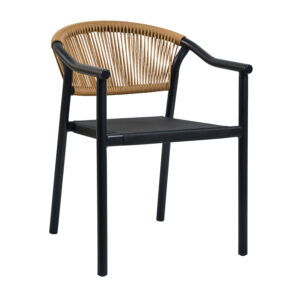 Πολυθρόνα Aloha-TX φυσικό με μαύρο σκελετό 55.5 x 60.5 x 77.5 Αλουμίνιο, Συνθετικό σχοινί Φυσικό